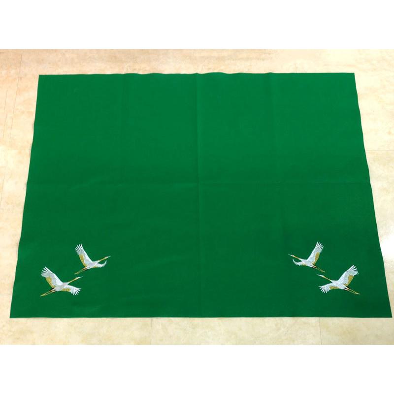 毛せん 松葉色 (刺繍入り・鶴 結納返し用） 100×78 cm（ウール） 毛氈