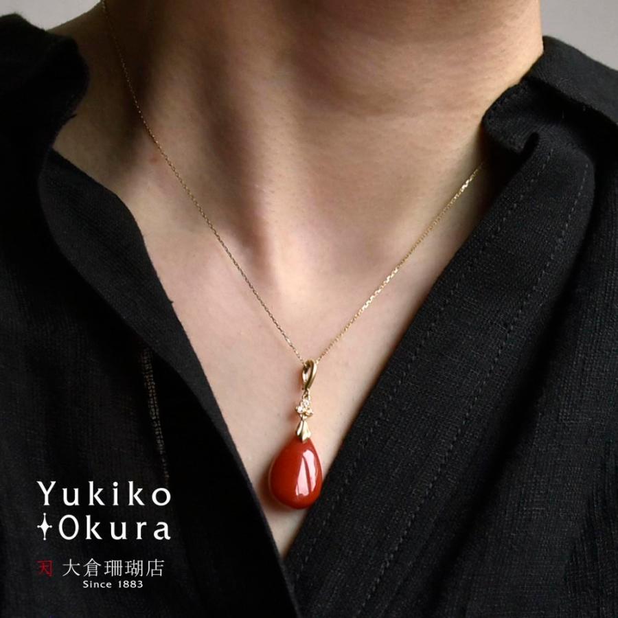 K18 フラットドロップ 血赤珊瑚 ペンダントトップ : ユキコ オオクラ