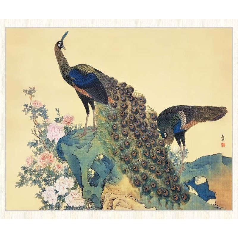 日本の名画 円山応挙 牡丹孔雀図 F8 [g4-bn144-F8] : 人形のゆめさき