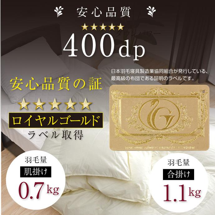 羽毛布団 2枚合せ クイーン 約210×210cm ハンガリー産ホワイトグース