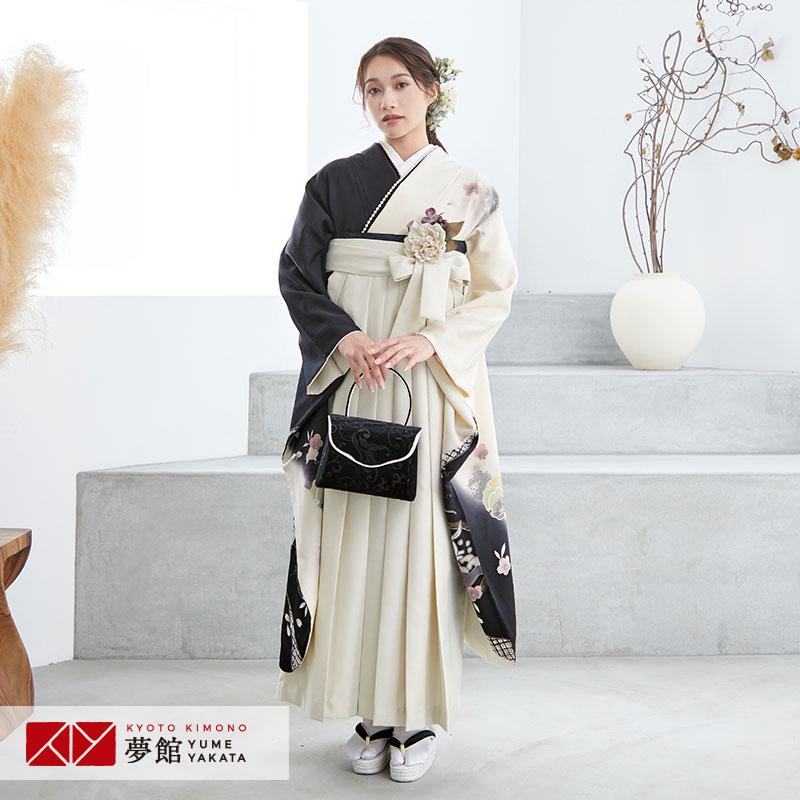 卒業式 袴セット オフホワイト 波に飛びうさぎ(絹)一点物 レンタル