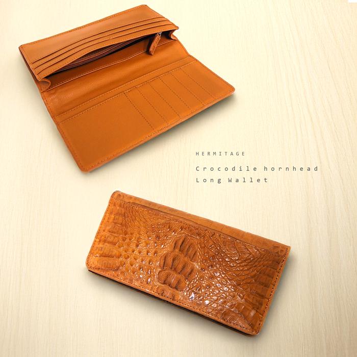 限定 本物 ワニ革 カイマン クラウンマーク ホーンバック 長財布 背