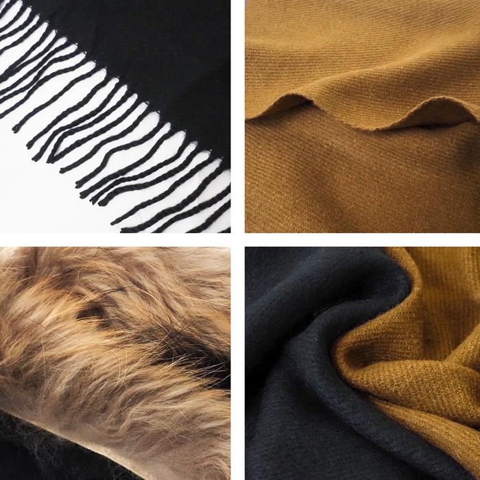 ラクーンファー付き ストール 羽織り ケープ リアルファー 毛皮