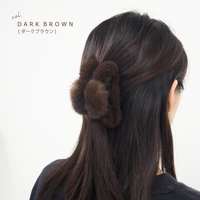 リアルファー ミンク MINK バンスクリップ 大きめ 毛皮 ヘアクリップ