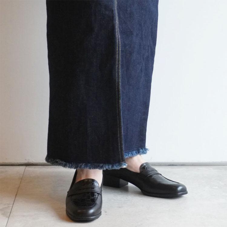 クロココンビローファー ブラック 黒 ブラウン 型押し ワニ BLACK 牛革