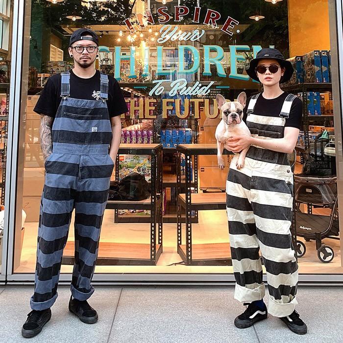 囚人オーバーオール プリズナーパンツ ボーダー メンズ 白黒 しましま