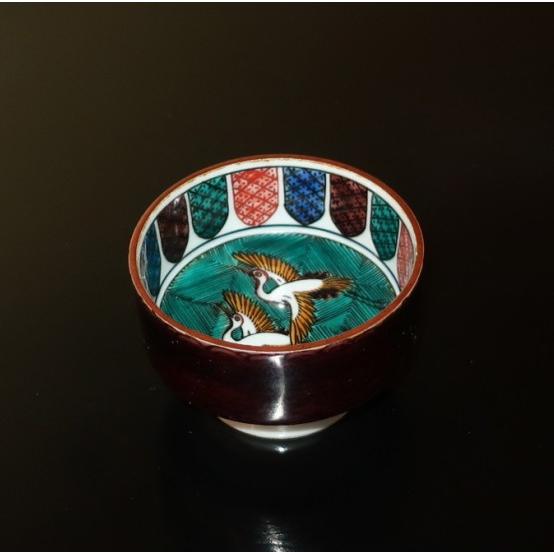 九谷焼 酒盃 ぐい呑み 酒器 古九谷風双鶴図 西田伸也作 日展作家