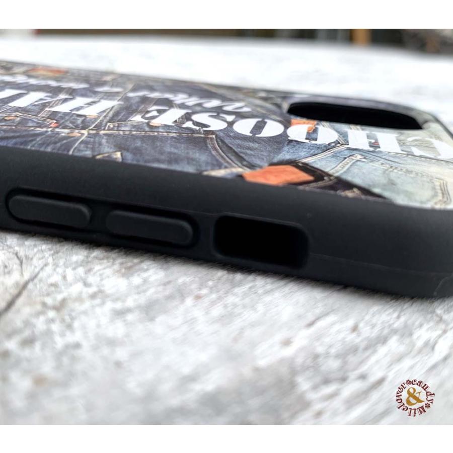 耐衝撃グリップケース iphone ユーズドデニムプリント スマホケース