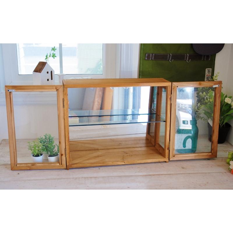 キャビネット レトロ ミラー 鏡張り ラスティ ダブルドアケース