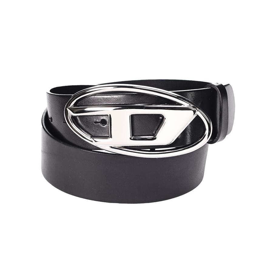 DIESEL（ディーゼル） 牛革 オーバルロゴ バックル留め ベルト メンズ