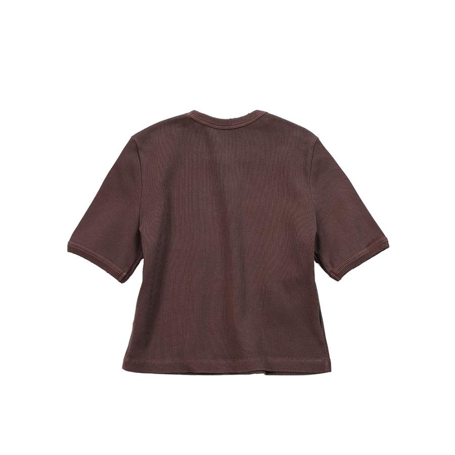 miu miu（ミュウミュウ） Tシャツ レディース リブコットン ロゴパッチ