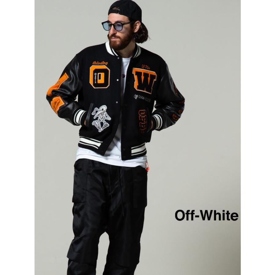 off white（オフホワイト） OFF-WHITE レザー ウール メルトン