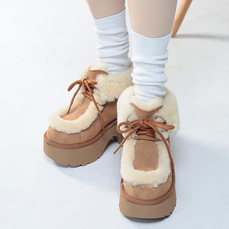 UGG（アグ） ブーツ 靴 レディース スエード ボア ショートブーツ 厚底