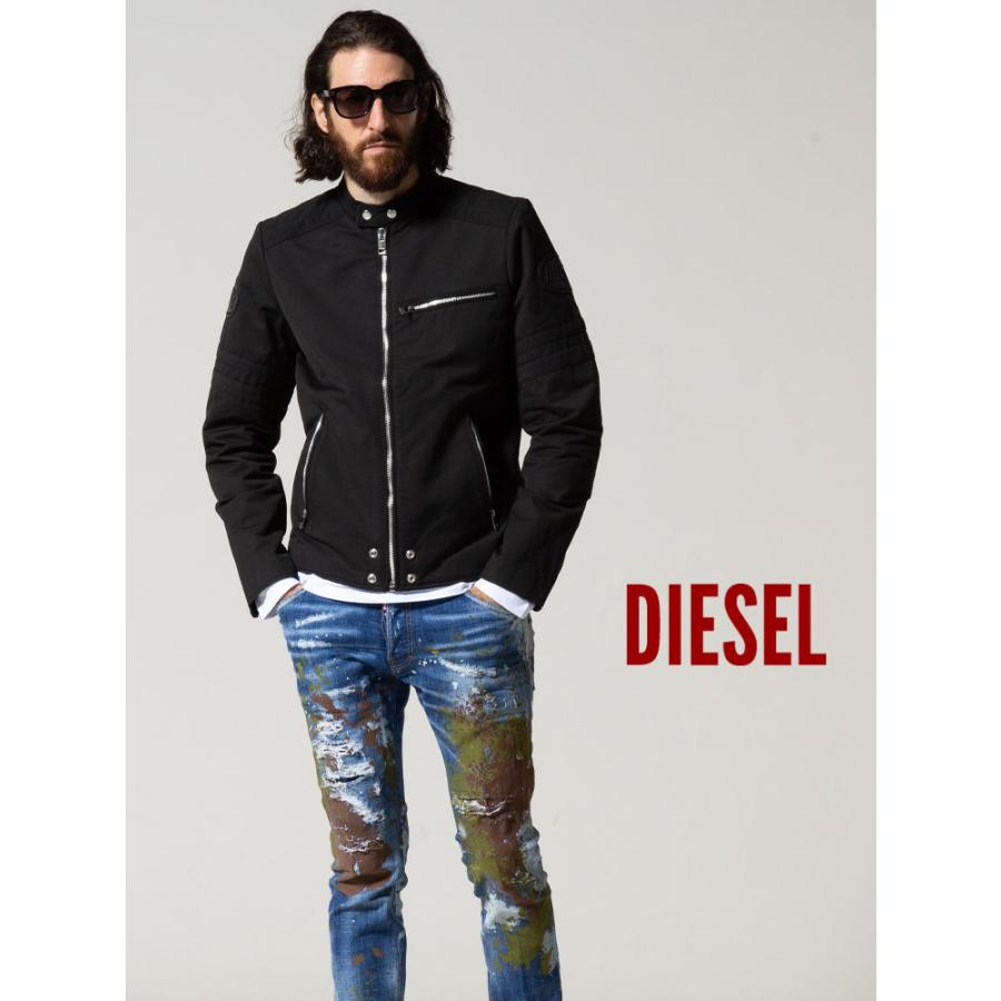 DIESEL（ディーゼル） メンズ コットン シングル ライダースジャケット