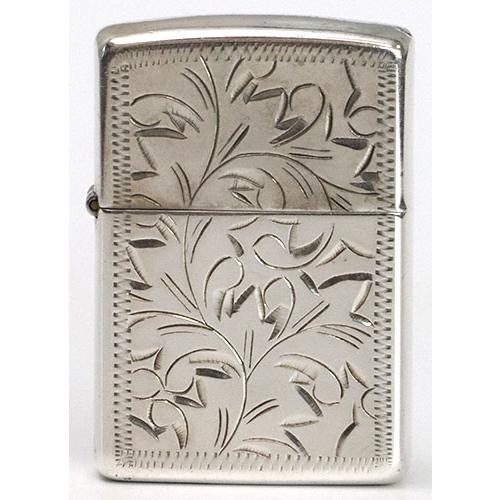 ZIPPO（ジッポー） 純銀ジッポー#15 2面彫、手彫唐草柄2005年製、中古