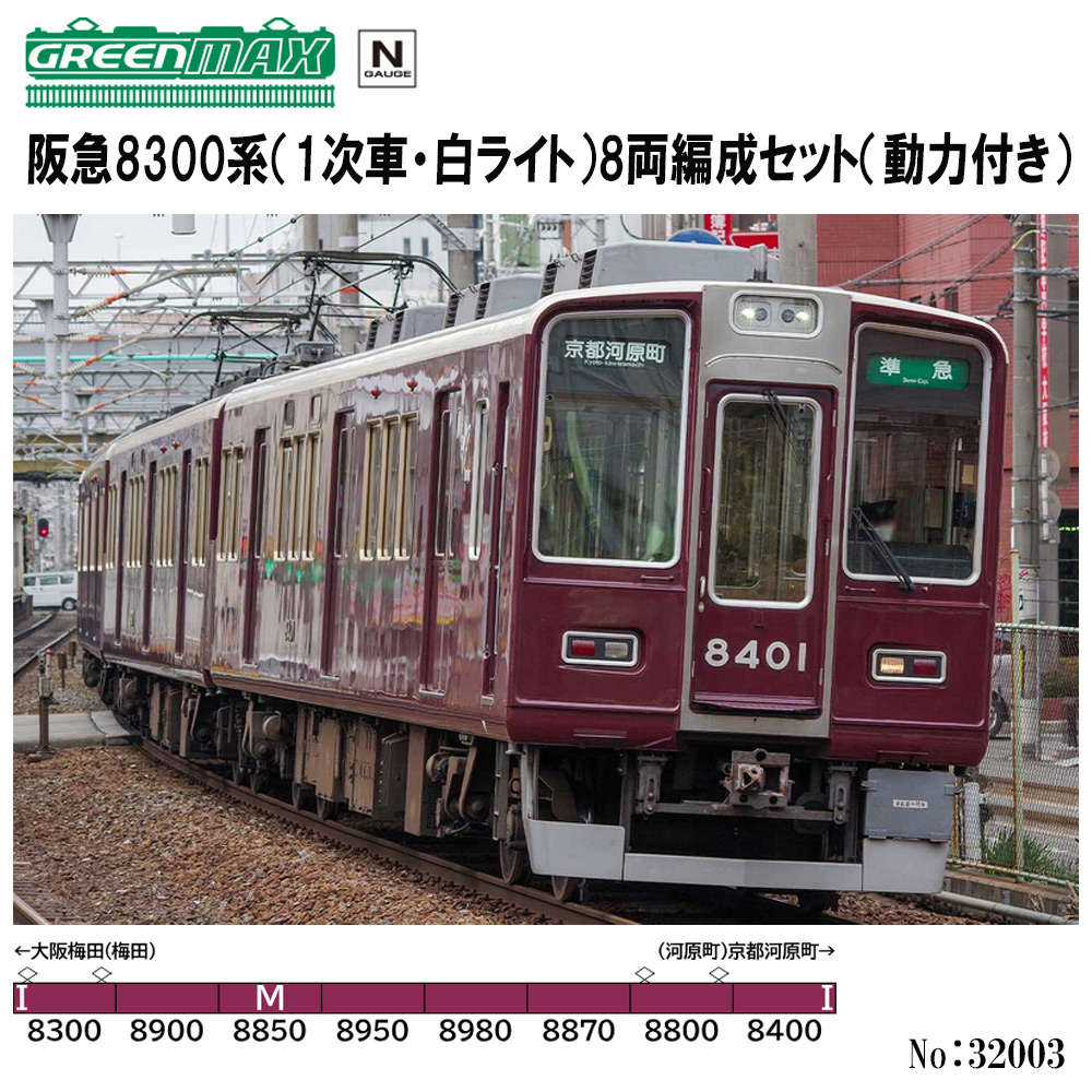 グリーンマックス グリーンマックス 阪急8300系（1次車・白ライト