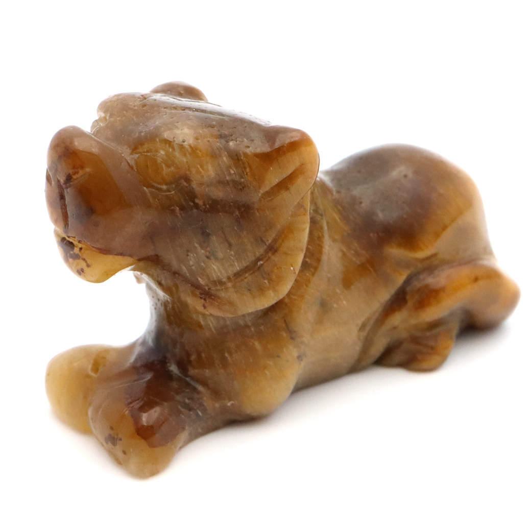 GOLD STONE タイガーアイ 虎 置物 彫刻 ミニサイズ 虎眼石 風水 干支