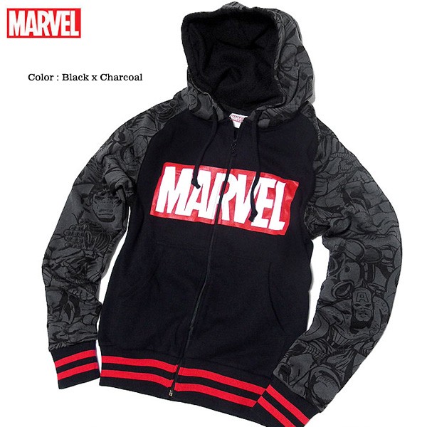 マーベル MARVEL ジップパーカー メンズ 裏起毛 パーカー 厚手 大きい