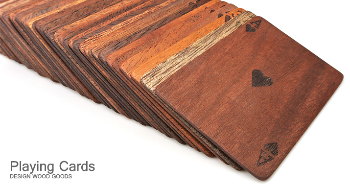 木製のトランプ Miniサイズ 革ケース付き 木製品 日本製 ハンドメイド