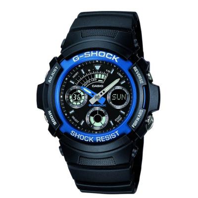 良品 CASIOカシオ メンズ腕時計ブルーG-SHOCK タフソーラー 存在感