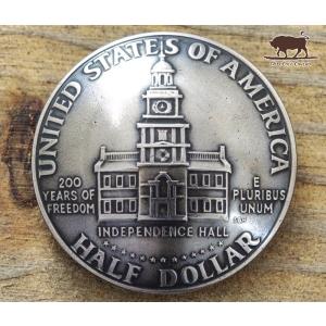 コンチョ ボタン 本物コイン使用 アメリカ 25セント ワシントン