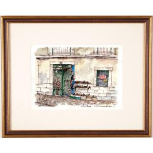 パリ 風景画 絵画 フランス 水彩画 高橋文平 「モンマルトルのカフェ