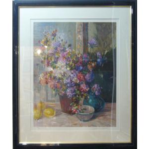 絵画 油絵 田浦信勝 肉筆油絵 静物画 花とくだもの F10 : アートフジ