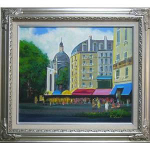 絵画 田村隆枝 油絵 肉筆油絵 雪山風景画 点描画 特別寸法 送料無料