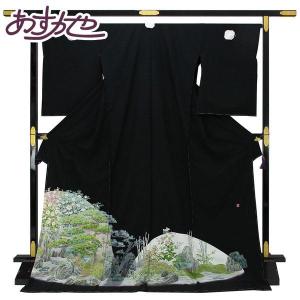 着物 京友禅 黒留袖 金駒刺繍 金彩金駒刺繍加工 乱菊に鶴 あすかや