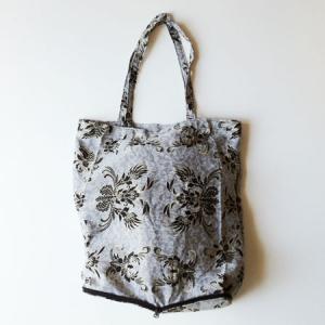 インドネシア バティック 折りたたみ エコバッグ 〈グリーン〉 送料