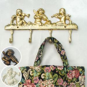 ダブルエンジェルコンソール 天使 壁掛け棚 オブジェ 薔薇とレースと
