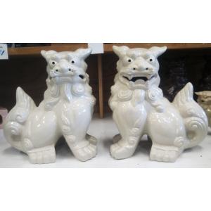 小橋川 昇 手捻這型獅子（白土焼締）＠小橋川陶芸 沖縄 置きもの