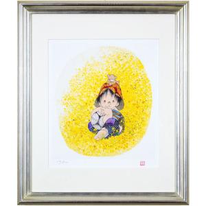 藤田嗣治 「 フォークを持つ少女 」 シルクスクリーン 版画 絵画