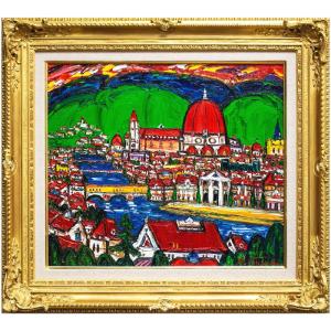 大沢武士 「 赤富士 」 油絵 ・ 油彩 SM ( サムホール ) 絵画 洋画