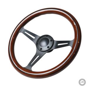ウッドステアリング 35パイ メッキスポーク ホーンボタン付属
