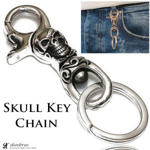 シルバー925 クロスキーチェーン クリップ シルバーキーホルダー