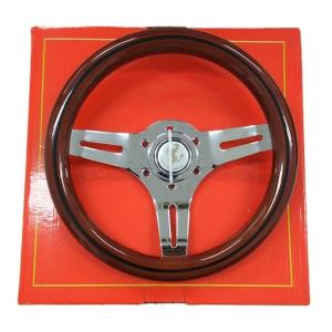 クラシックデザイン ウッドステアリング×メッキスポーク 33パイ ホーン