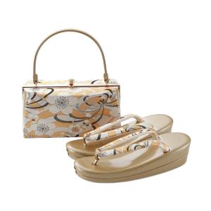 振袖用 紗織 帯地 五枚芯 草履 バッグセット パールトーン加工