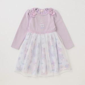 mezzo piano メゾピアノ 鼓笛隊柄 ドッキングワンピース アイボリー