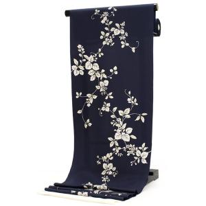 着物 小紋 反物 正絹 丹後ちりめん 紺 万筋小紋 葵 フルオーダー