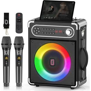 スピーカーセット カラオケセット 家庭用 拡声器 ワイヤレスマイク 2