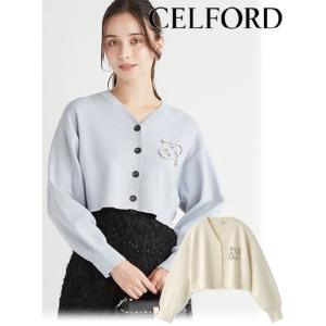 CELFORD（セルフォード） スクエアネックラメニットカーディガン