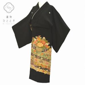リサイクル着物 黒留袖 中古 正絹 三つ紋 比翼付き 結婚式 金駒刺繍 箔