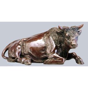 干支「丑(牛)」の置物 闘魂 三枝惣太郎作品 高岡銅器 : 檜屋美術館