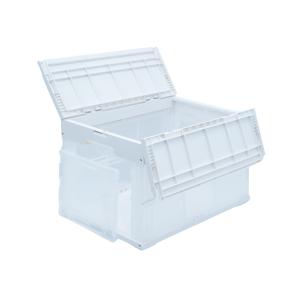 松本産業 折りたたみコンテナ フタ付き 50L 1面扉付き ホワイト