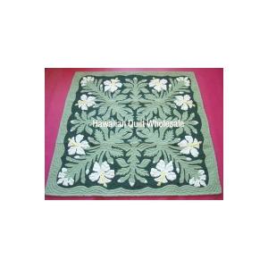 ハワイアンキルト タペストリー 105cm ピカケチューブローズ マリン