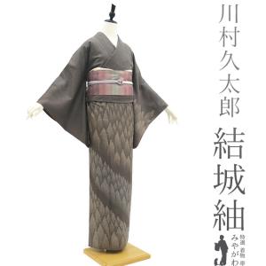 本場大島紬 袷 着物 織絣 横双 手織り 正絹 黒 花 笹 色紙文様