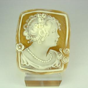 特大 シェルカメオ 手彫り 60×79mm ジュエリールース df451