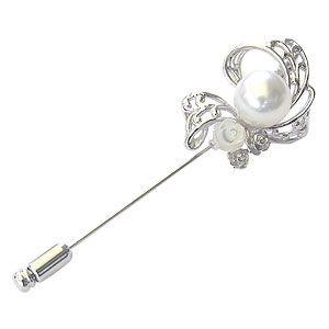 ラペルピン メンズ真珠パール ブローチ 南洋真珠 シルバー メンズ 白蝶