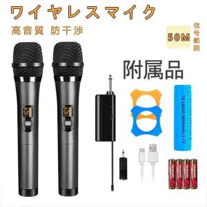 ワイヤレスマイク 2本 セット カラオケ マイク 2本同時 ハンドマイク